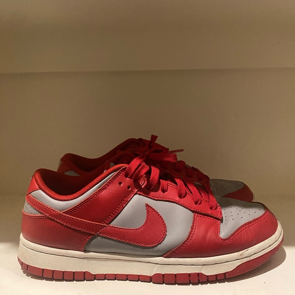 Nike Dunk Low Red and Gray Athletic Shoes